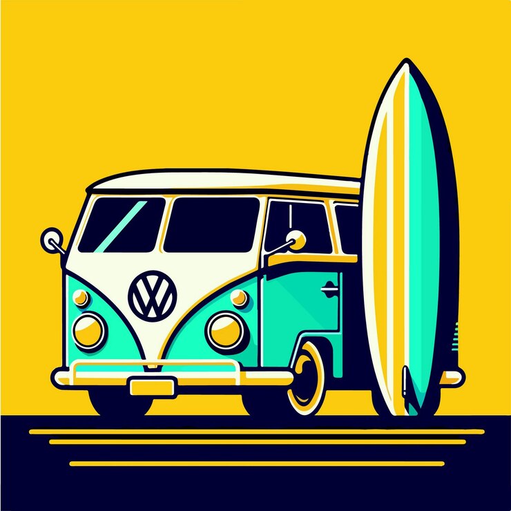 Vector ilustración de furgoneta de viaje retro