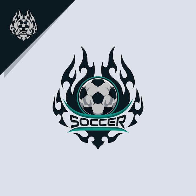ilustración de fútbol y fuego. para emblemas o iconos de logotipos