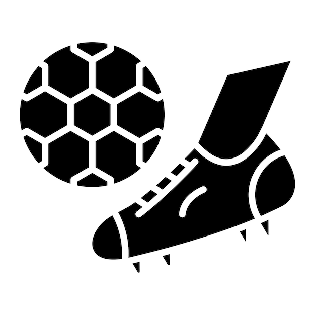 Vector ilustración de fútbol libre glyph en negro sólido