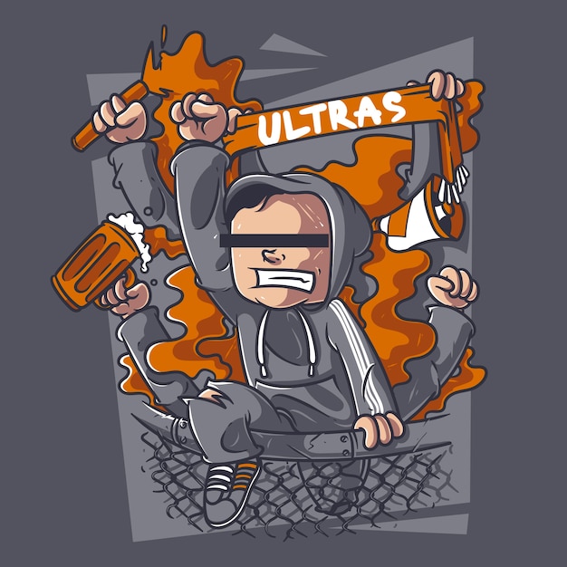 Ilustración de fútbol ultras