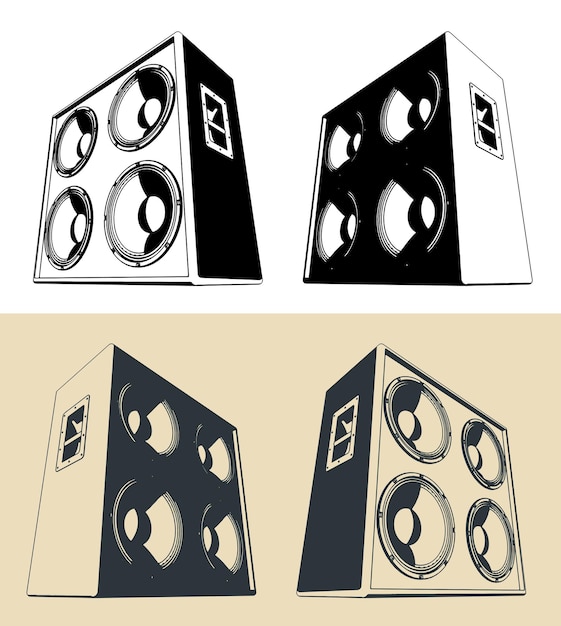 Ilustración del gabinete de altavoces de bajo