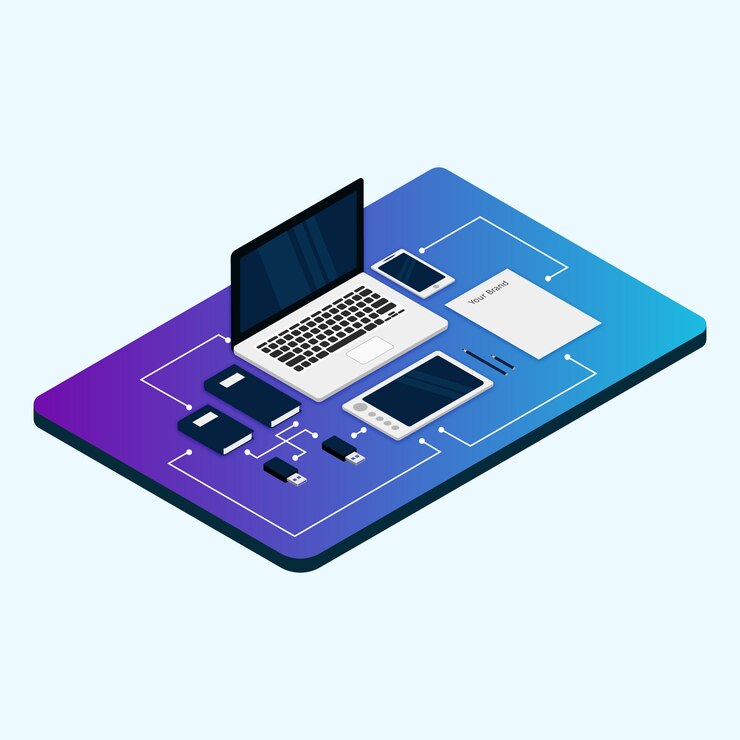 Vector ilustración de gadgets isométricos