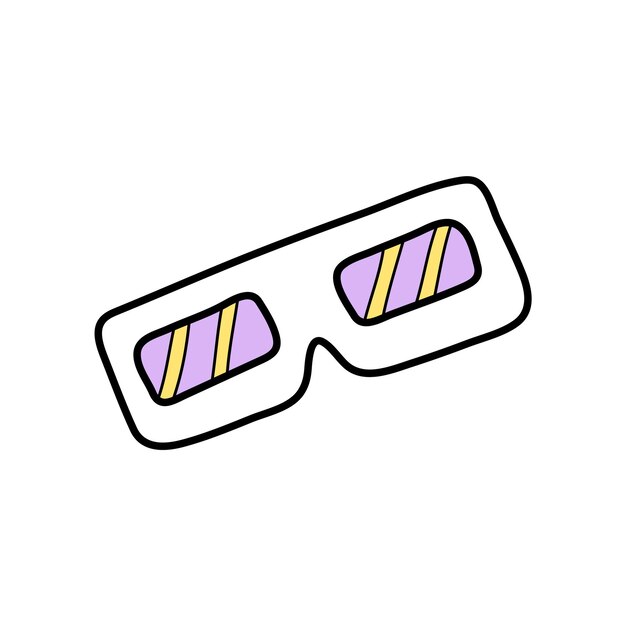 Ilustración de gafas de cine Doodle en vector Artículo de película dibujado a mano