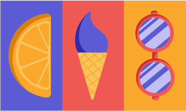 Ilustración de gafas de sol de helado de naranja