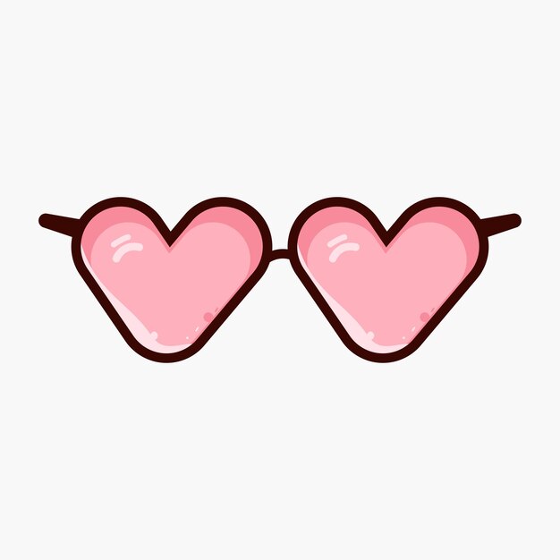 Ilustración de gafas de sol metálicas rosas en forma de corazón
