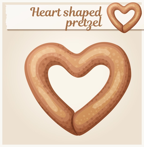 Vector ilustración de galleta de pretzel en forma de corazón