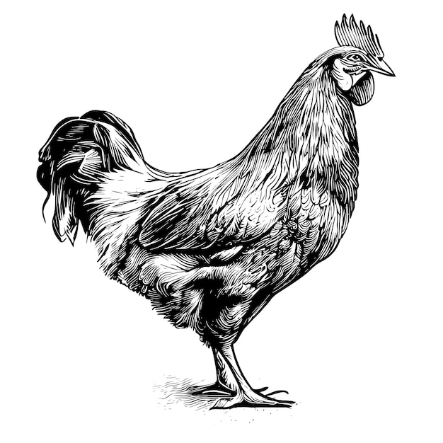 Ilustración de gallina dibujada a mano