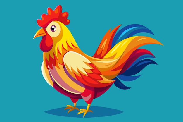 Vector una ilustración de gallo vibrante con una postura dinámica