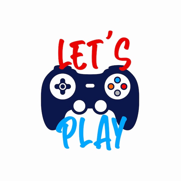 Ilustración de gamepad de joysticks vectoriales con texto de eslogan para estampados de camisetas vector premium