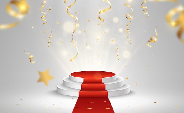 ilustración para los ganadores de premios. Pedestal o plataforma para homenajear a los premiados.