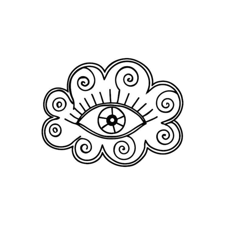 Vector ilustración de garabatear una nube con un ojo