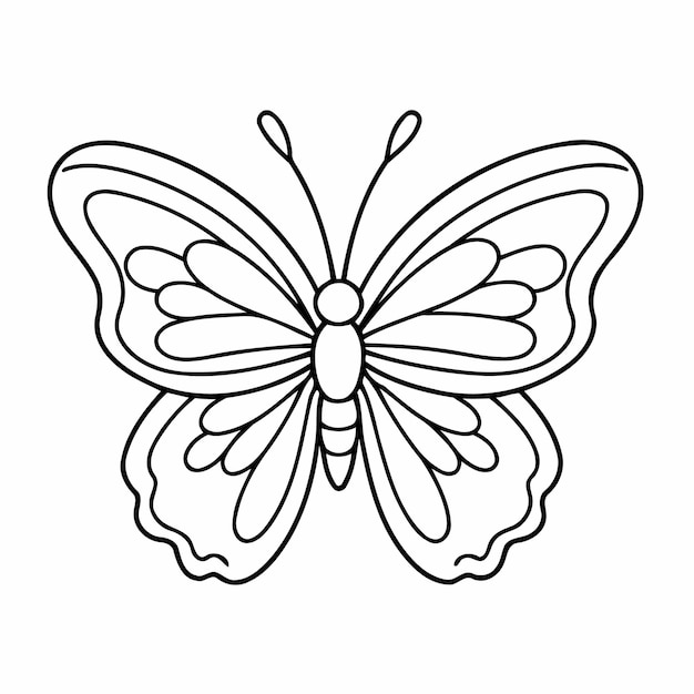 Ilustración de garabateo de mariposa alegre para la página de niños