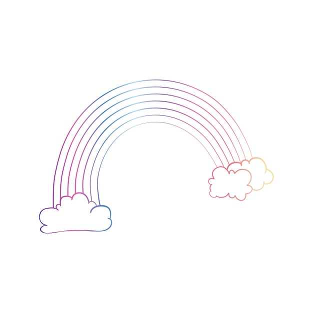 Ilustración de garabateo vectorial El arco iris de línea se puede usar para rellenos de patrones de fondos de pantalla