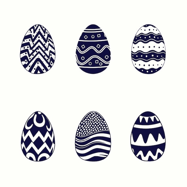 Ilustración de garabato blanco y negro de huevo de Pascua, icono de huevo de Pascua