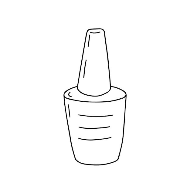 Ilustración de garabato de botella de vidrio de esmalte de gel vectorial Botella de vidrio dibujada a mano con esmalte de gel de uñas