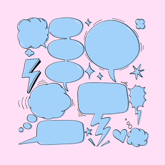 Ilustración de garabato de burbujas de discurso dibujado a mano