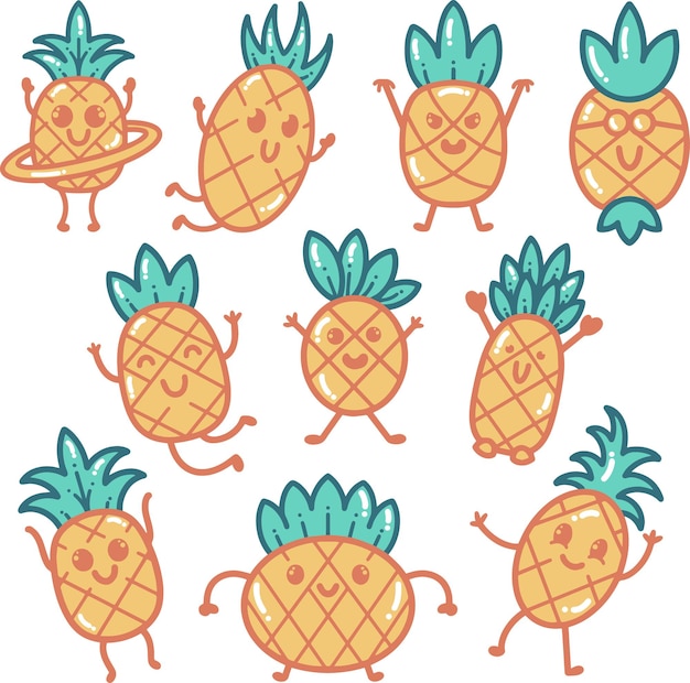 Ilustración de garabato de dibujos animados de piña