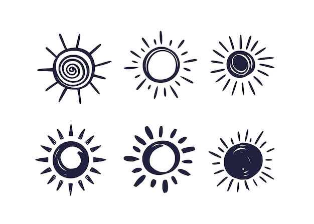 Ilustración de garabato de sol dibujado a mano