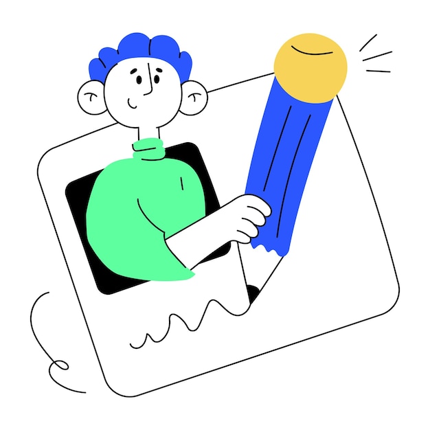 Una ilustración de garabatos escalable del escritor de contenido