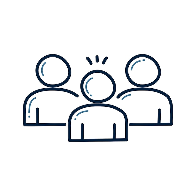 Ilustración de garabatos de trabajo en equipo dibujada a mano Icono de garabatos de negocios de trabajo en equipo
