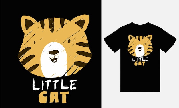 Vector ilustración de un gatito lindo con diseño de camiseta de vector premium