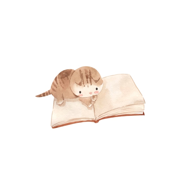 Ilustración de gato acuarela