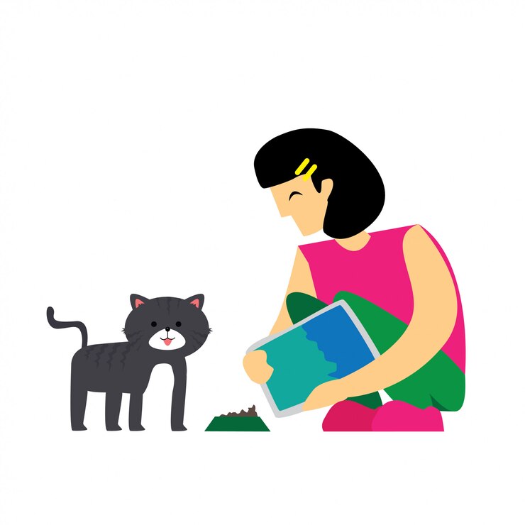 Ilustración de gato de alimentación