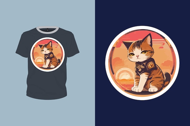 Ilustración de gato Arte vectorial para diseño de camiseta Archivo vectorial editable listo para imprimir