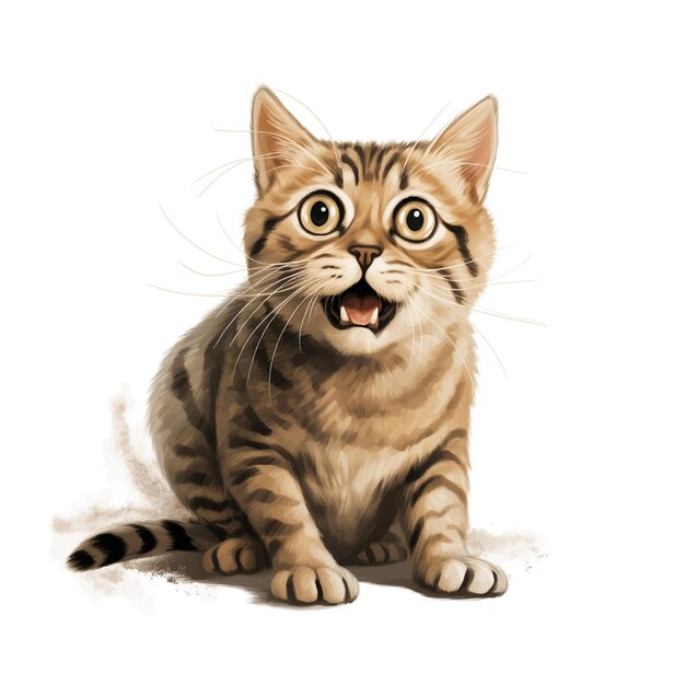 Vector una ilustración de un gato con una cara sorprendida
