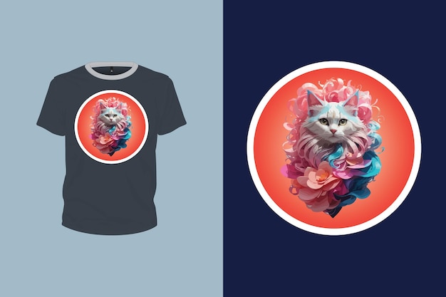 Ilustración de gato de color degradado Arte vectorial para diseño de camiseta