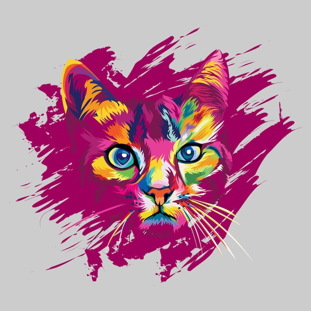 Ilustración de gato colorido