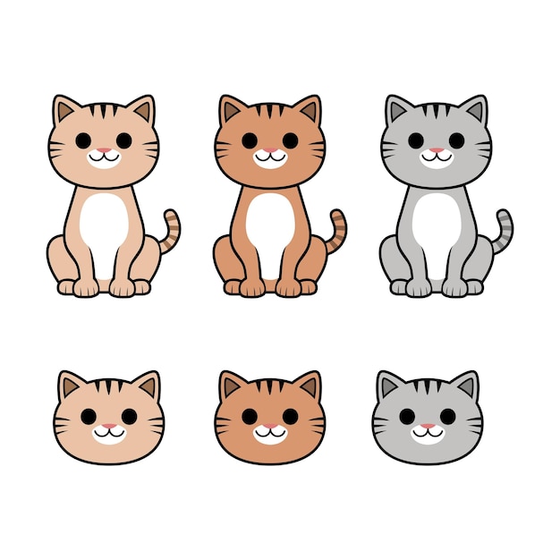 Ilustración de gato de dibujos animados con fondo blanco