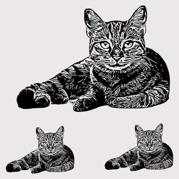 Ilustración de gato diseño imprimible