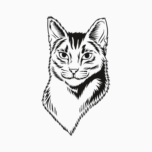 Ilustración de un gato en estilo de arte lineal