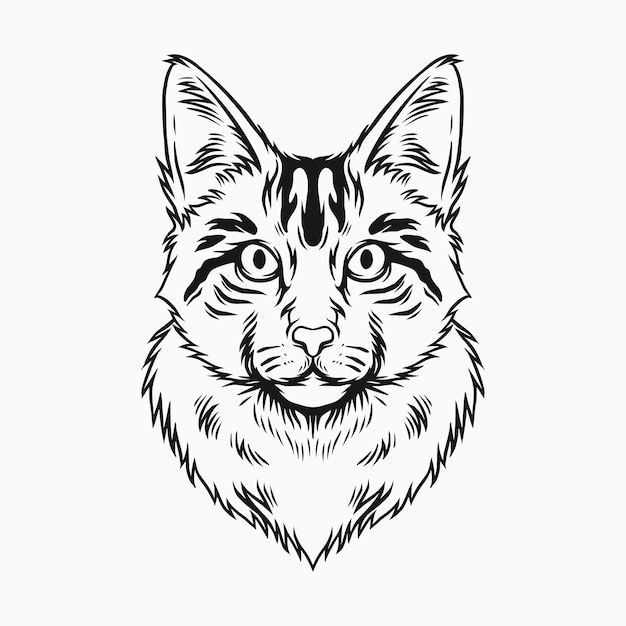 Ilustración de un gato en estilo de arte lineal