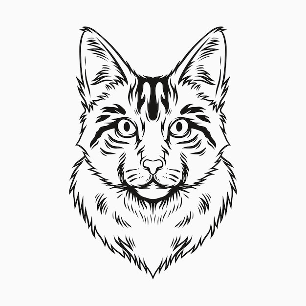 Ilustración de un gato en estilo de arte lineal