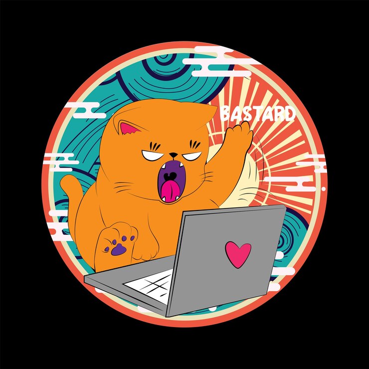 Vector ilustración de gato con estilo japonés para el logotipo del cuaderno del evento kaijune