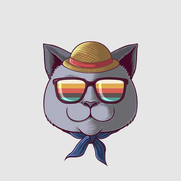 Ilustración de gato en un estilo lindo