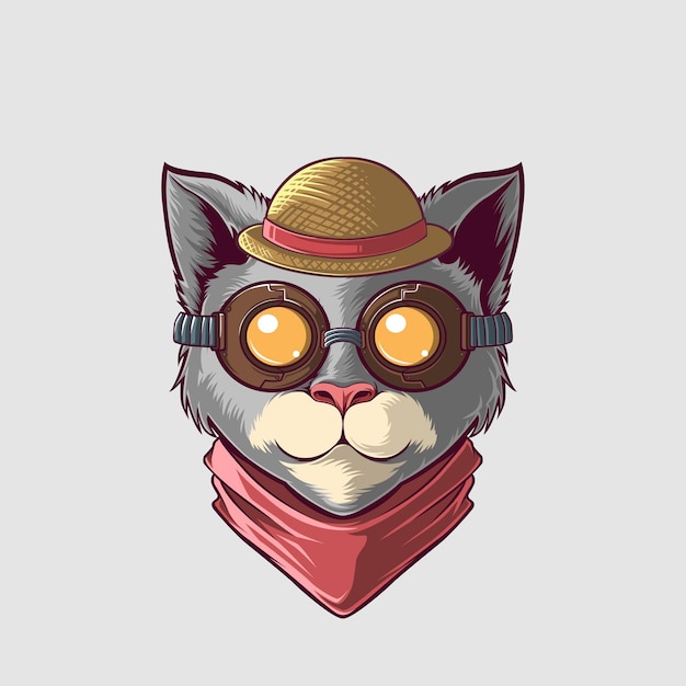 Vector ilustración de gato en un estilo lindo