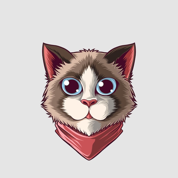 Ilustración de un gato en un estilo lindo