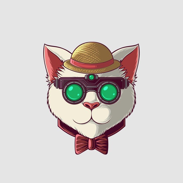 Ilustración de un gato en un estilo lindo