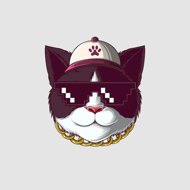 Ilustración de un gato en un estilo lindo