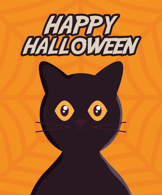 Ilustración de gato de halloween