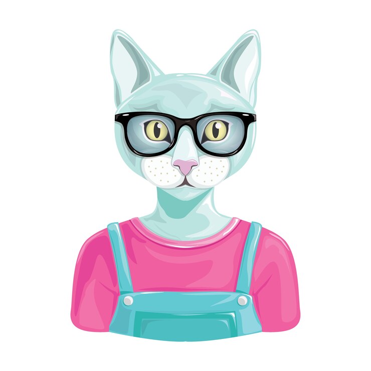 ilustración de gato hipster