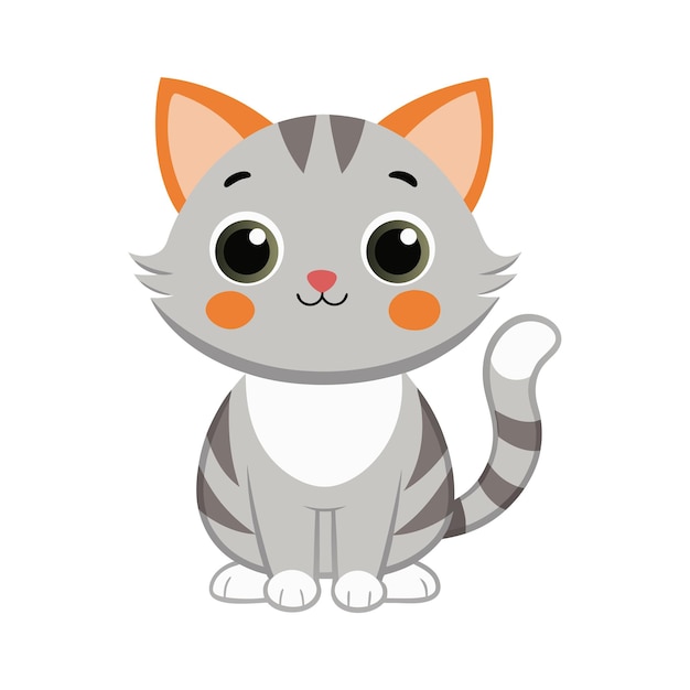 Ilustración de un gato lindo en blanco
