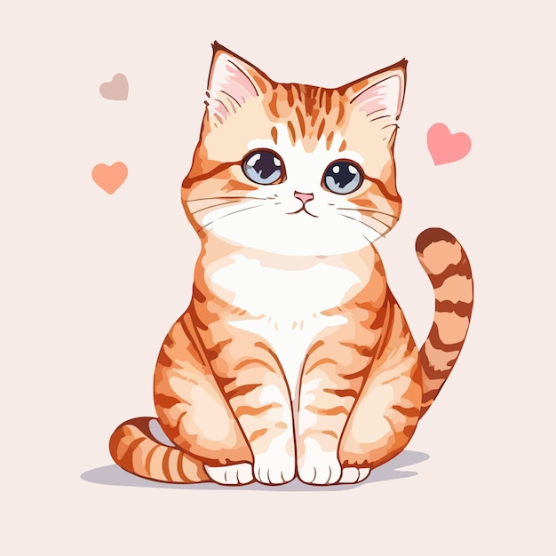 Ilustración de gato lindo dibujado a mano de vector