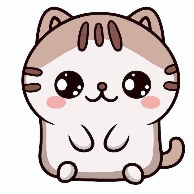 Ilustración de gato lindo Gato kawaii chibi estilo de dibujo vectorial Dibujos animados de gato