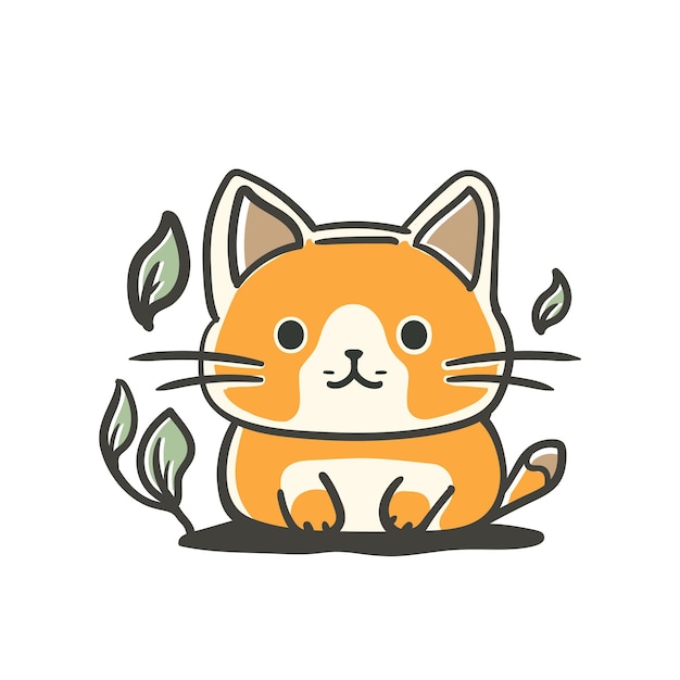 Ilustración de gato muy lindo plano kawaii moderno con flor