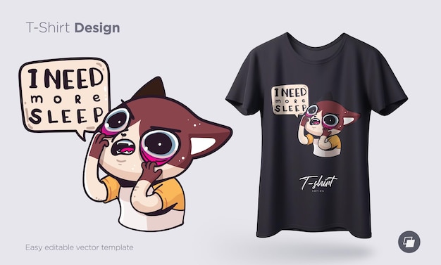 Ilustración de un gato ocupado con las tareas domésticas diarias impresiones en camisetas