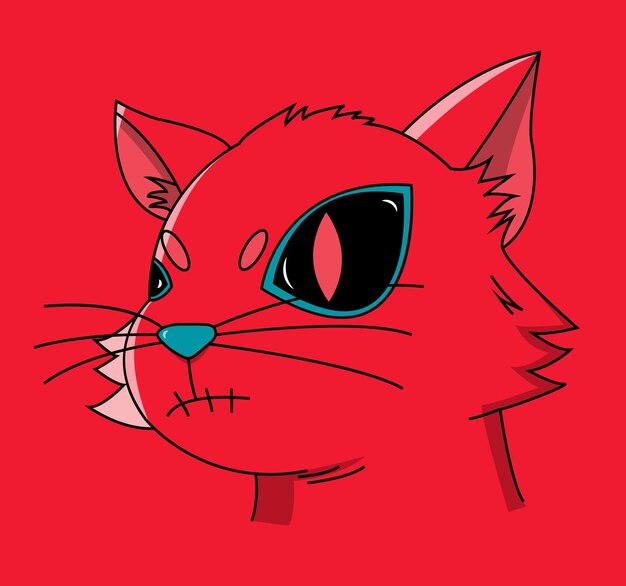 Vector ilustración de gato rojo alien